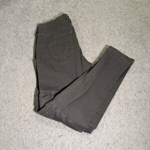 TRUE RELIGION Women's Olive Green Casey Skinny Fit Cargo Pocket Jeans Size 28x27